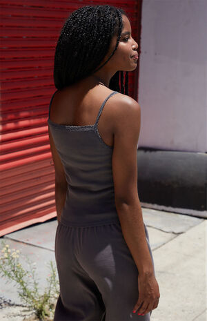 Gray Amaya Lace Trim Tank Top image number 4