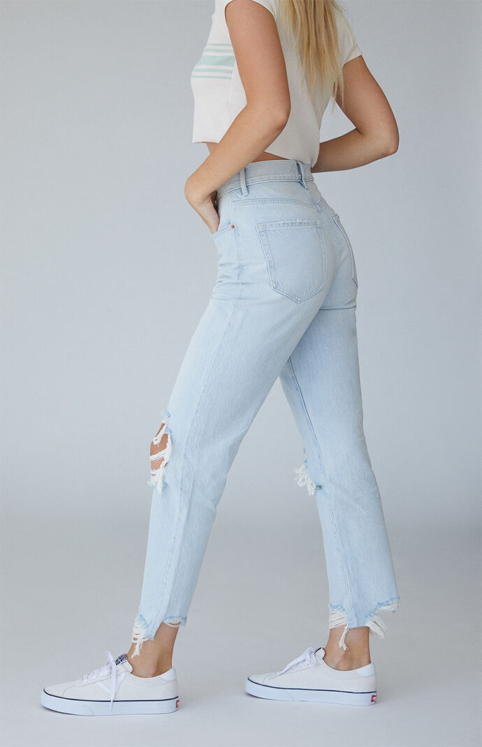 Light Blue High Waisted Straight Leg Jeans