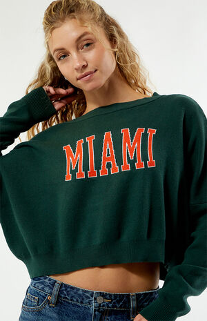 Miami Hurricanes Ivy Knit Cropped Sweater image number 2