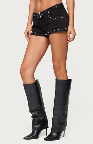 Grommet & Stud Denim Micro Shorts image number 2