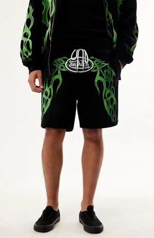 Green Flame Fleece Sweat Shorts image number 2