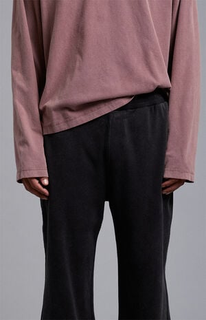 Black Ribbed Baggy Sweatpants image number 6