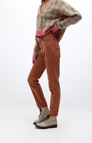 Tan Butt Cut Mom Jeans Tan Butt Cut Mom Jeans image number null
