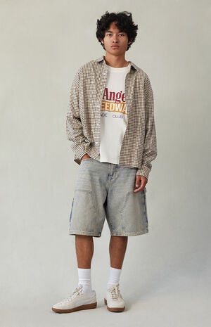 Light Blue Tint Baggy Denim Carpenter Shorts Light Blue Tint Baggy Denim Carpenter Shorts image number 2