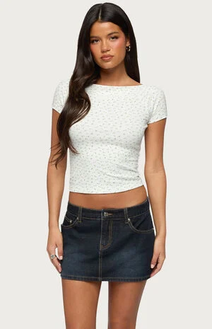 Raglan Boat Neck Floral Top image number 1