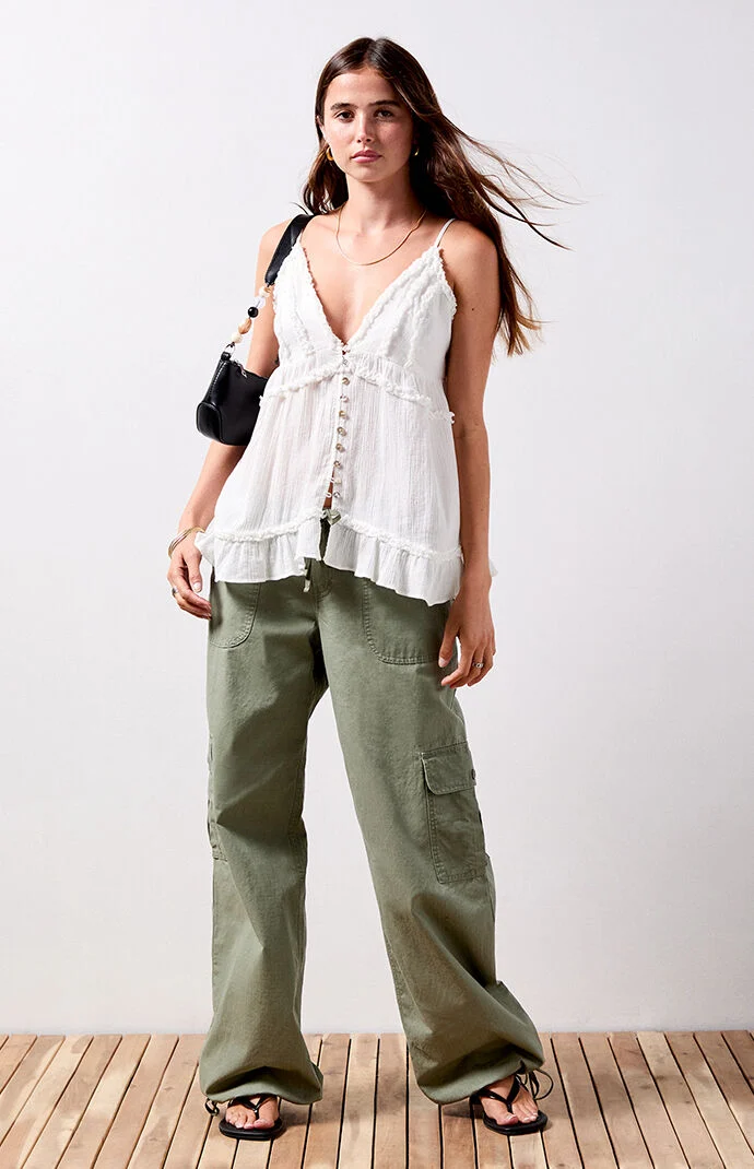 Your Favorite Leila Ruffled Button Babydoll Tank Top