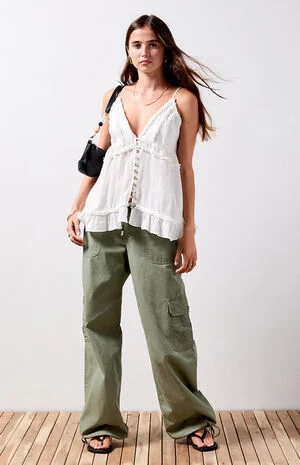 Leila Ruffled Button Babydoll Tank Top image number 1