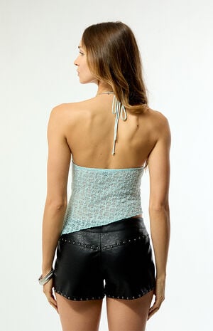 Faux Leather Lace-Up Studded Festival Shorts image number 4