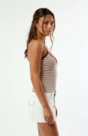 Elle Easy V-Neck Striped Tank Top image number 3