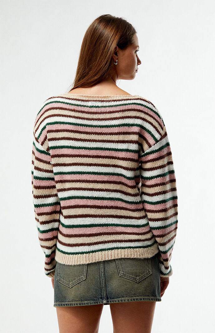LA Hearts Boat Neck Striped Sweater