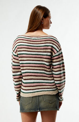 Boat Neck Striped Sweater image number 4
