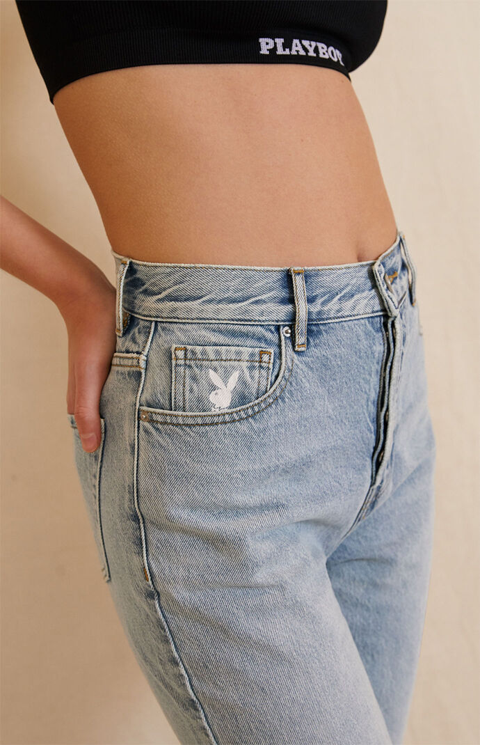 By PacSun Light Blue High Waisted Straight Leg Jeans