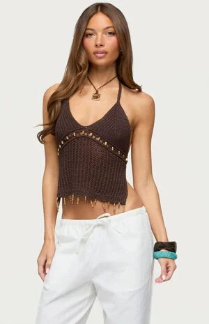 Jenn Beaded Crochet Top image number 1