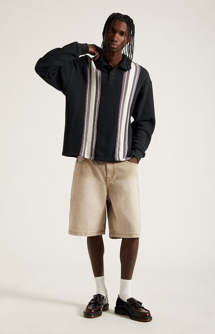 Pacsun Parker Baggy Denim Shorts Tan Washed