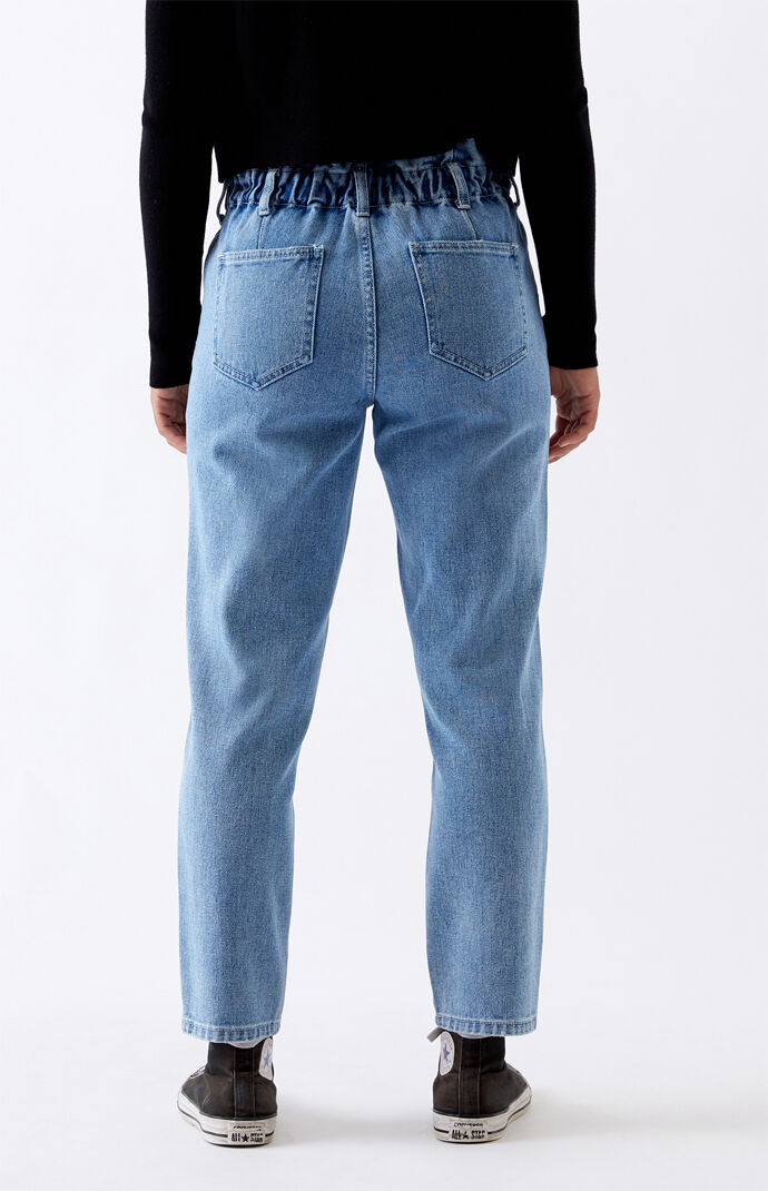 Iris Blue Paperbag Mom Jeans