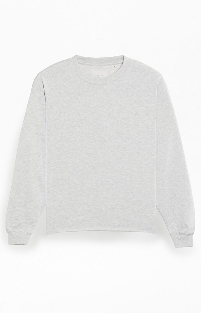 Pacsun Heather Grey Premium Cropped Long Sleeve T-Shirt