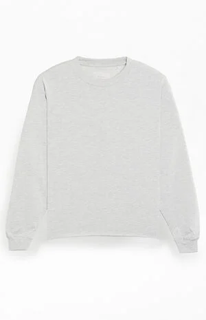 Heather Grey Premium Cropped Long Sleeve T-Shirt image number 1