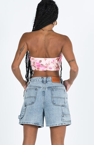Lou High Waisted Carpenter Denim Shorts image number 4