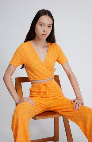 Organic Checkerboard Effect Wrap Top image number 1