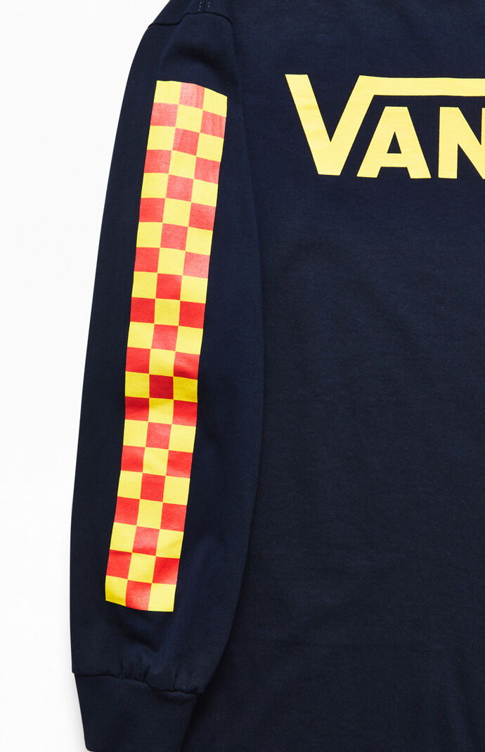 Navy Check Vee Long Sleeve T-Shirt