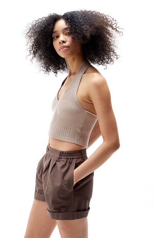 Two Toned Halter Sweater Tank Top image number 2