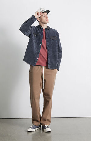 Brown Drawstring Trouser Pants image number 1