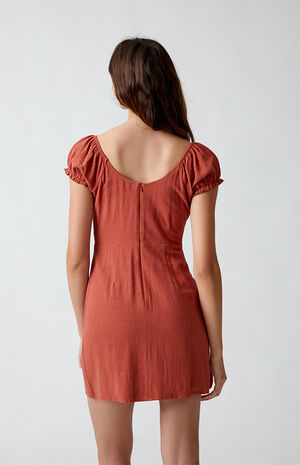 Tie Front Linen Mini Dress image number 3