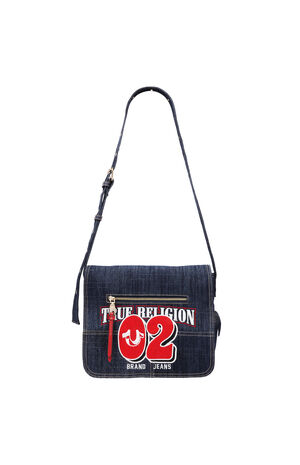 Varsity Logo Dark Denim Messenger Bag image number 8