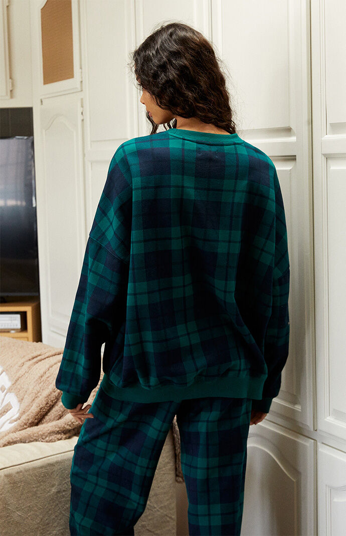 Plaid crew deals neck sweatshirt