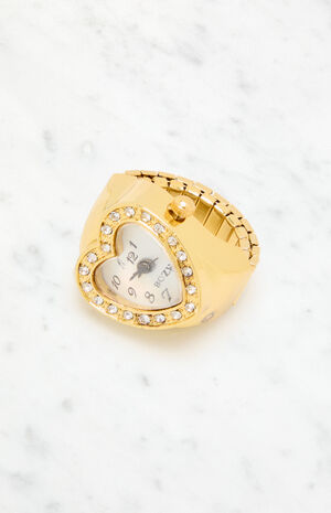 Gold Heart Watch Ring image number 3