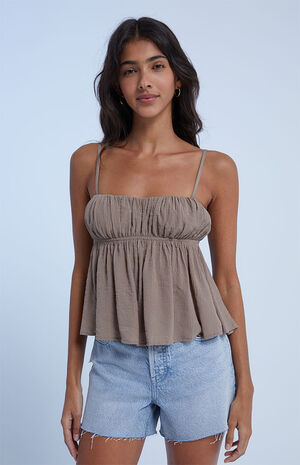 Ruched Babydoll Cami Tank Top image number 2
