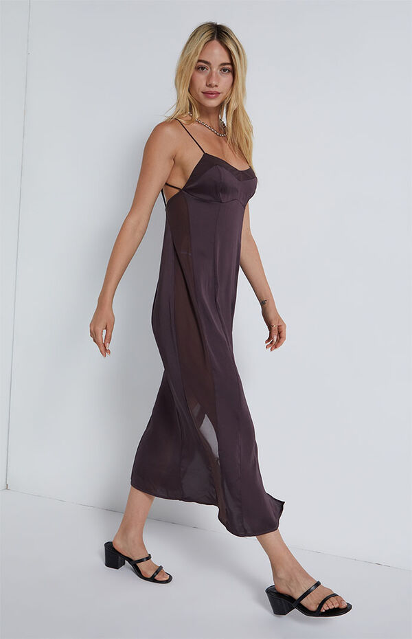 knee length dresses for ladies Free People Long Live Printed Mesh SL - Blue Combo