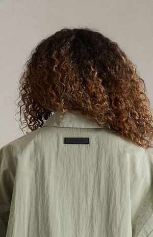 Women's Garden Yellow Crinkle Nylon Shell Bomber Jacket image number 5