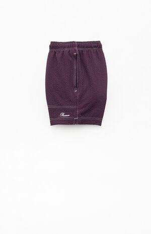 Plum Cursive Contrast Stitch 4.5" Swim Trunks image number 3