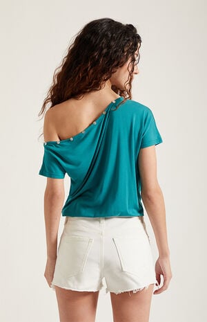 Ivy High Waisted Denim Festival Shorts Stretch White image number 4