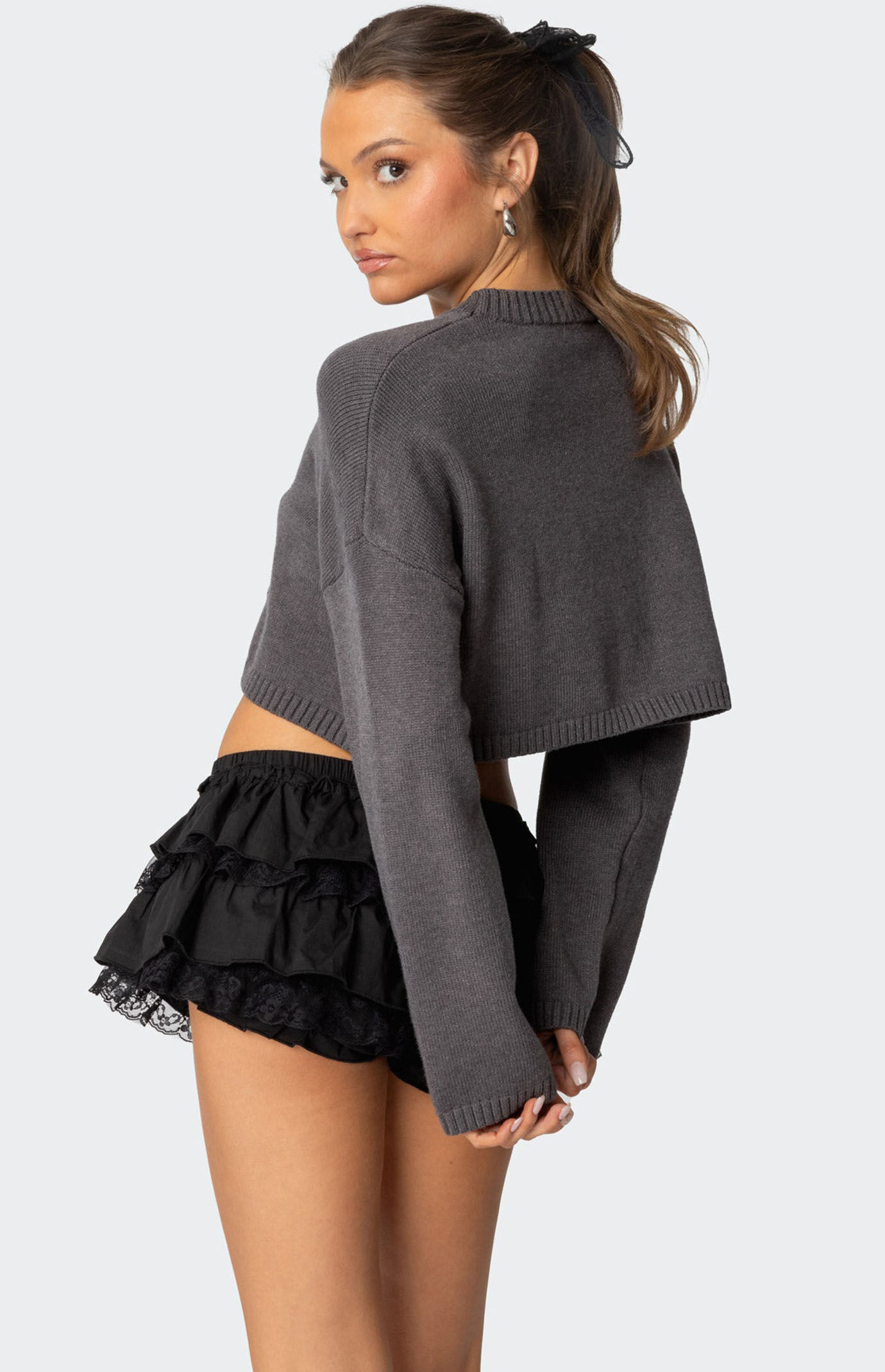 Edikted Knit Bow Cropped Sweater | PacSun
