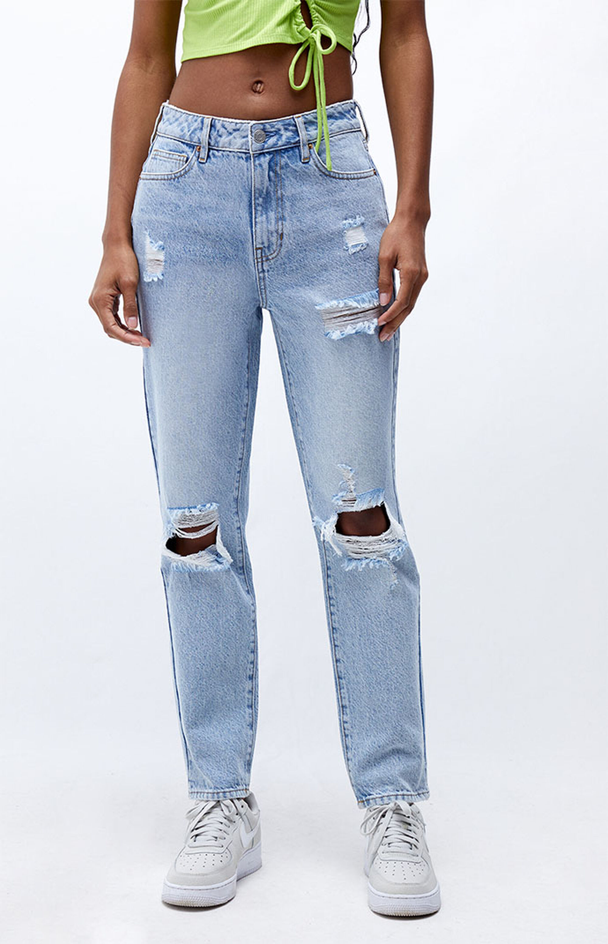PacSun Eco Light Blue Distressed Mom Jeans