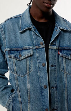 Medium Blue Relaxed Jean Trucker Jacket image number 4