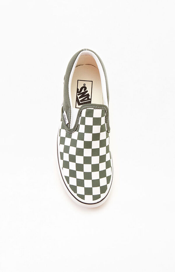 Green Checkered Classic Slip-On Sneakers