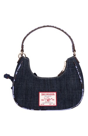 Graphic Trim Denim Hobo Bag image number 4