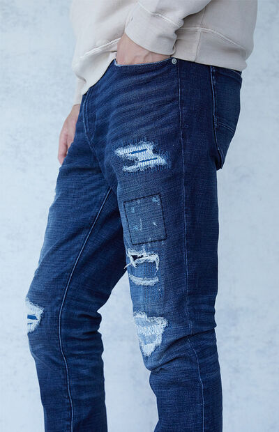 PacSun Eco Dark Indigo Stacked Skinny Jeans | PacSun