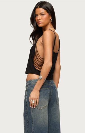 Donia Cutout Beaded String Tank Top image number 3