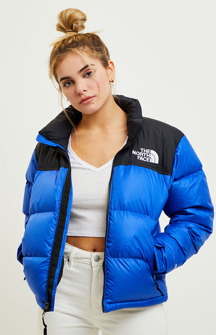 north face puffer jacket blue