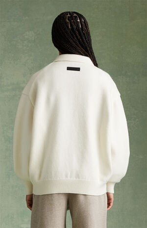 Essentials Cloud Dancer Knit Polo Sweater image number 4