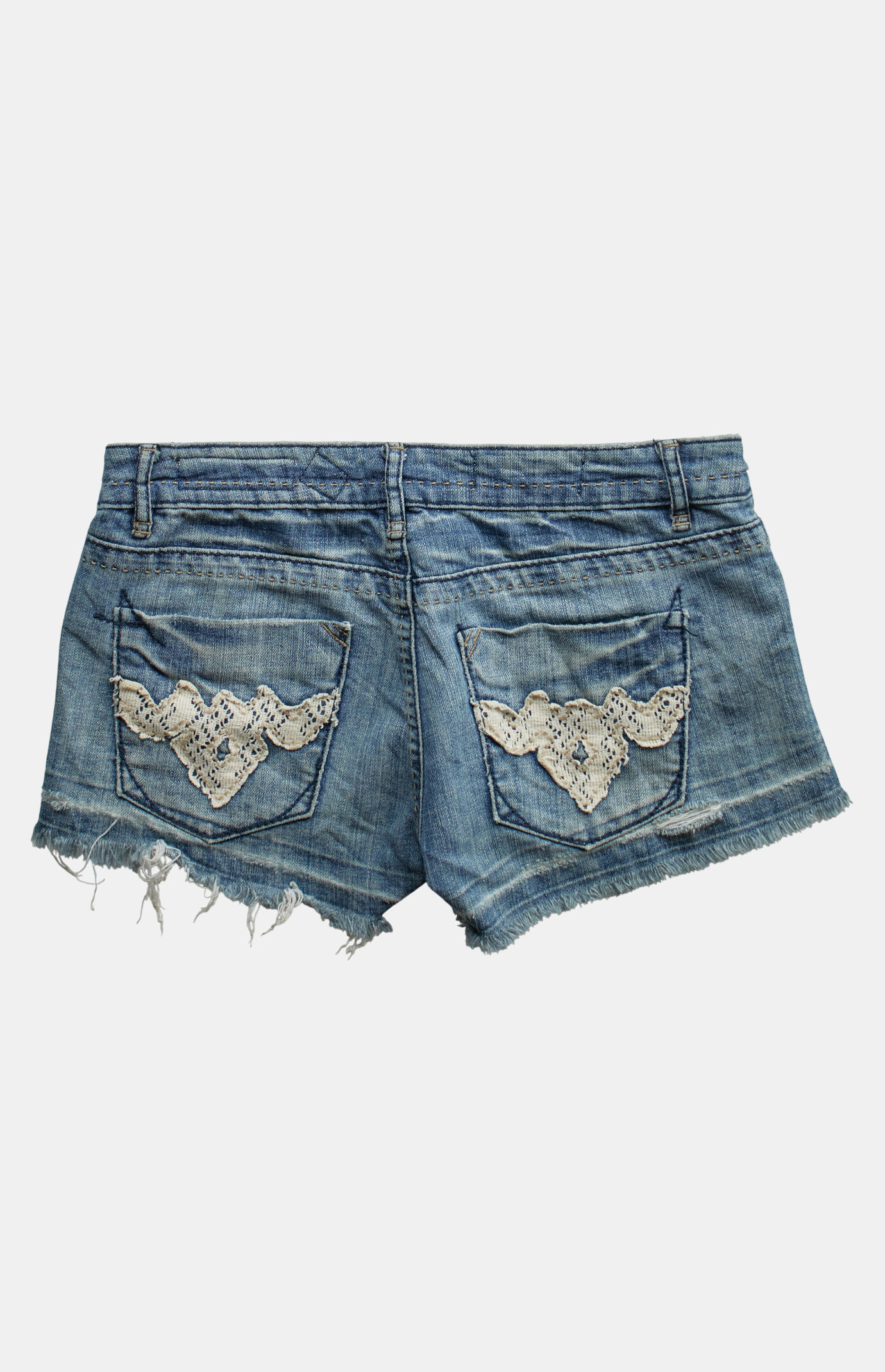 PS VINTAGE 2000s Y2K Medium Blue Cutoff Low Rise Micro Jean Shorts