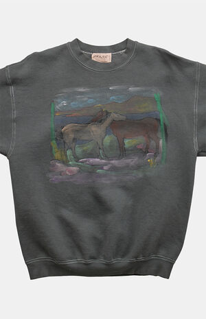 '90s Horses Painting Crew Neck Sweatshirt image number 3
