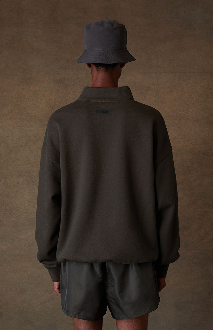 Fear of God Essentials Off Black Mock Neck Sweatshirt | PacSun