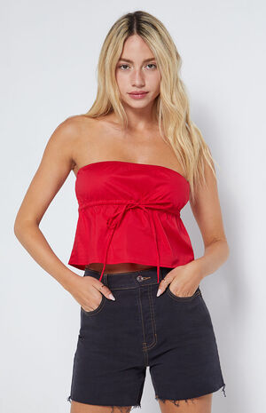Tie Front Strapless Top image number 2