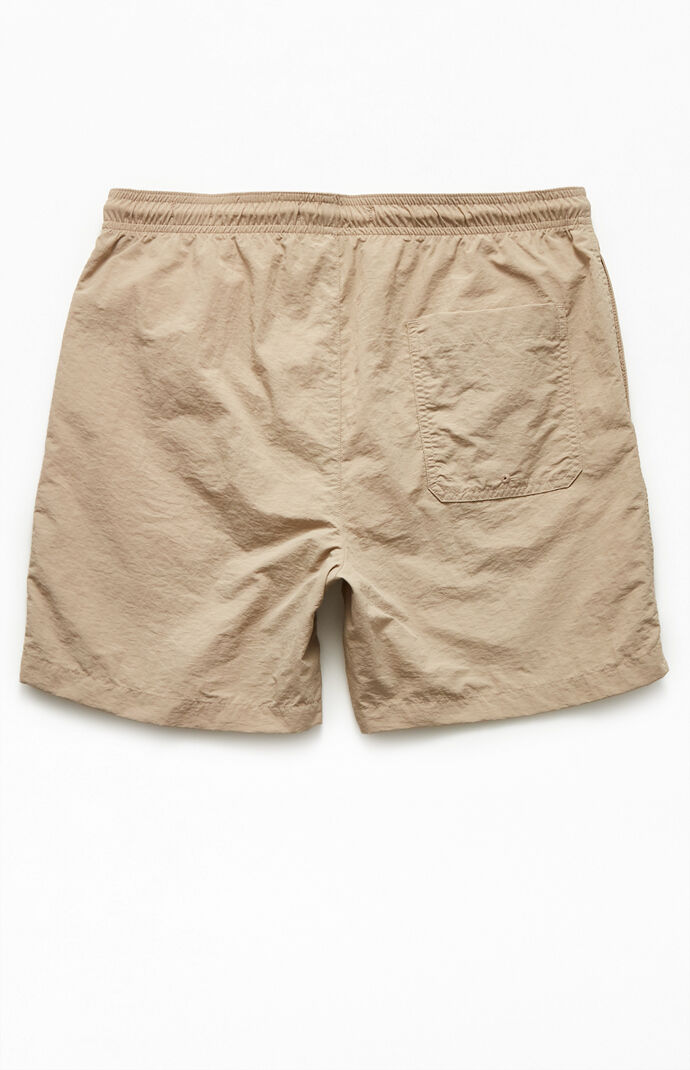Khaki Solid 17" Swim Trunks