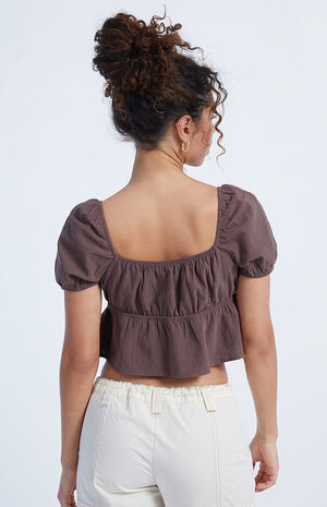 Tie Front Babydoll Crop Top image number 4